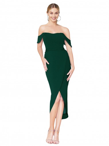 Purchase Off the Shoulder Short Knee Length Crepe Wrap Cocktail Prom Dress / Homecoming Dress UK