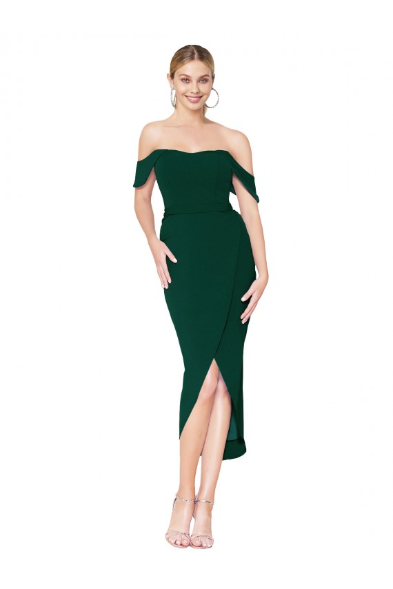 Purchase Off the Shoulder Short Knee Length Crepe Wrap Cocktail Prom Dress / Homecoming Dress UK