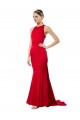 Purchase High Neck Mermaid Open Back Crepe Maxi Prom Dress with Train Detail UK