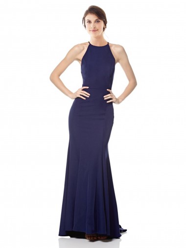 Purchase High Neck Fishtail Crepe Prom Dress with Open Back Detail UK