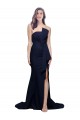 Purchase Long Strapless Sweep Train Low Back Crepe Prom Dress UK