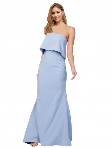 Purchase Strapless Full Length Crepe Prom Dress with Bodice Overlay UK