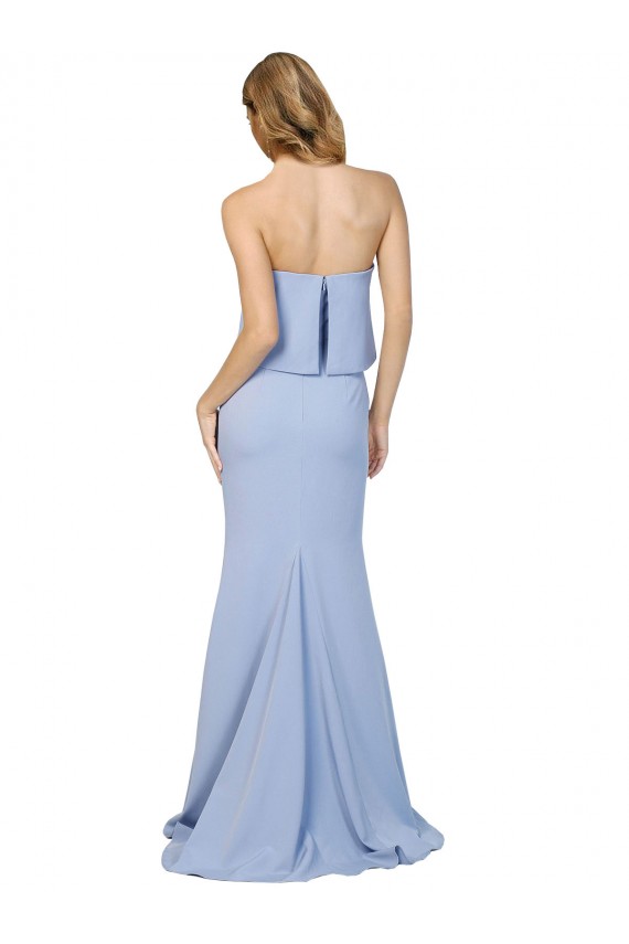 Purchase Strapless Full Length Crepe Prom Dress with Bodice Overlay UK