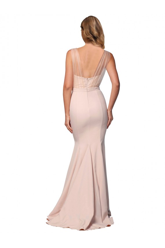 Purchase Full Length Sweetheart Crepe Prom Dress with Tulle Overlay UK