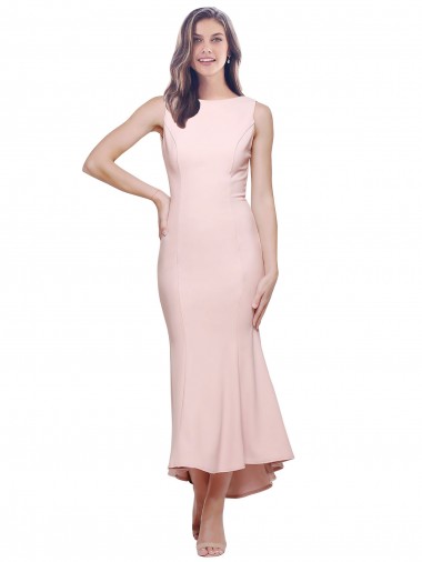 Purchase High Neck Low V-Back Midi Length Crepe Cocktail Dress / Prom Dress UK