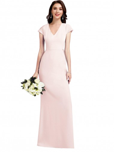 Purchase Cap Sleeve A-Line Crepe Prom Dress with Pockets UK