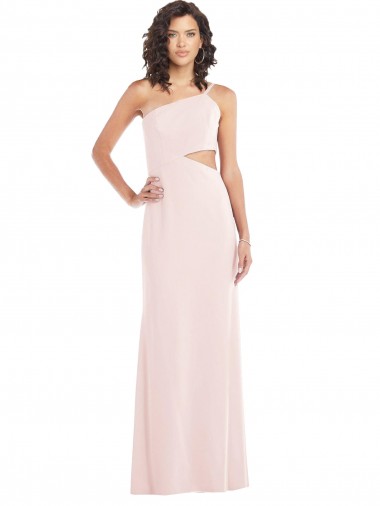 Purchase Flirty One Shoulder Midriff Cutout Maxi Crepe Prom Dress UK