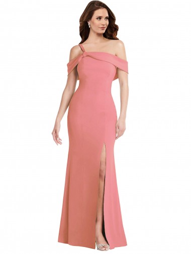 Purchase One Shoulder Draped Cuff Maxi Prom Dress with Front Slit UK