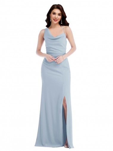 Purchase One Shoulder Draped Cowl Neck Maxi Prom Dress UK