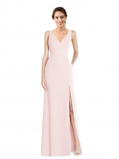 Purchase Square Neck Low Back A-Line Prom Dress with Front Slit and Pockets UK