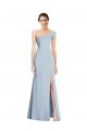 Purchase Asymmetrical Off the Shoulder Cuff Trumpet Crepe Prom Dress With Front Slit UK