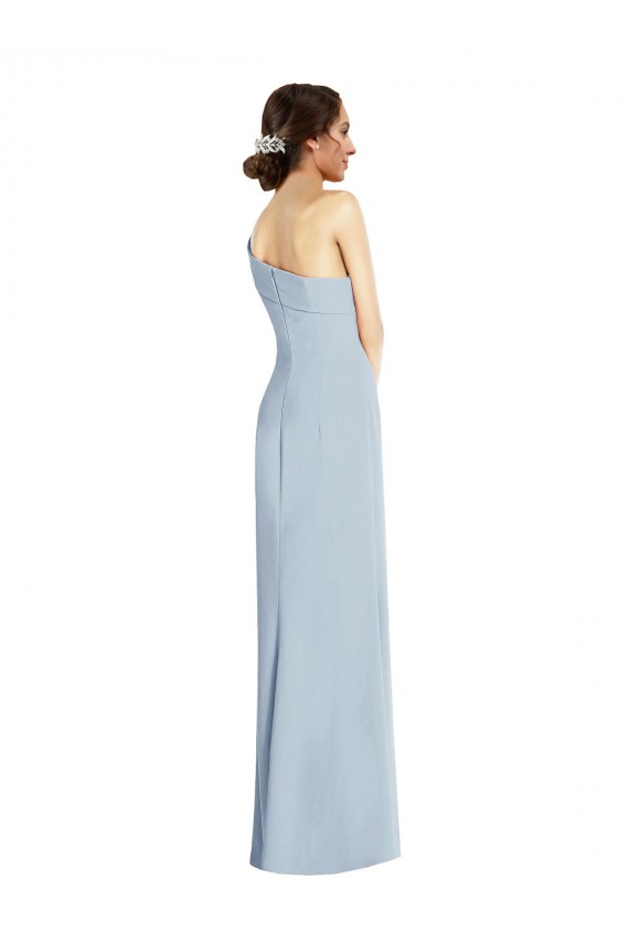 Purchase Asymmetrical Off the Shoulder Cuff Trumpet Crepe Prom Dress With Front Slit UK