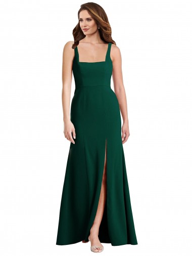 Purchase Square Neck Trumpet Maxi Prom Dress with Front Slit UK