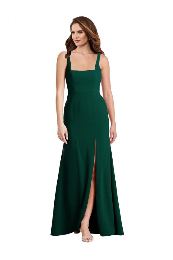 Purchase Square Neck Trumpet Maxi Prom Dress with Front Slit UK