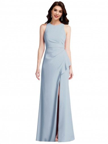 Purchase Halter Maxi Prom Dress with Cascade Ruffle Slit UK