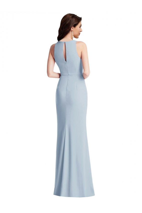 Purchase Halter Maxi Prom Dress with Cascade Ruffle Slit UK