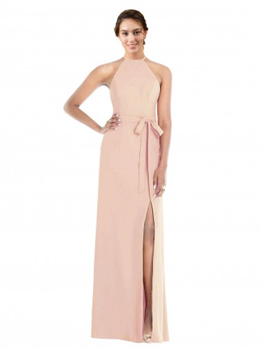 Purchase Halter Criss Cross Cutout Back Maxi Crepe Prom Dress UK