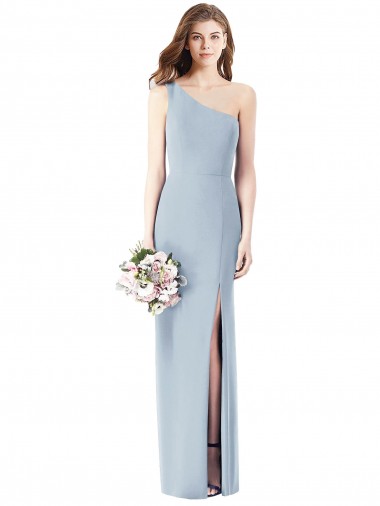 Purchase One Shoulder Crepe Trumpet Prom Dress with Front Slit UK