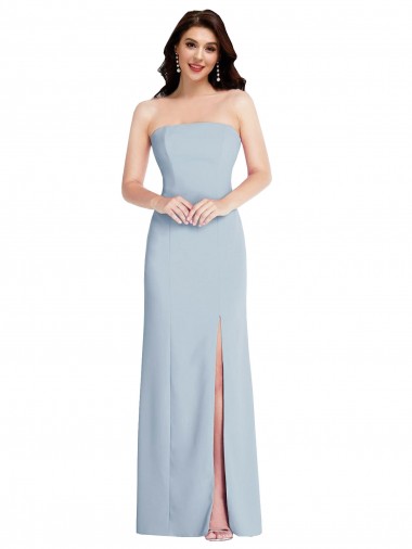 Purchase Strapless Scoop Back Maxi Crepe Prom Dress with Front Slit UK