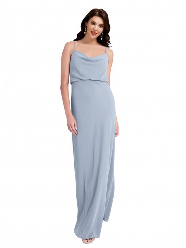 Purchase Draped Cowl Neck Long Crepe Prom Dress with Spaghetti Straps UK