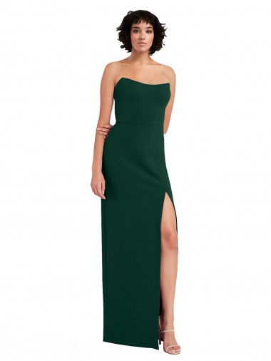 Purchase Scooped Strapless Neckline Crepe Prom Dress with Side Slit UK