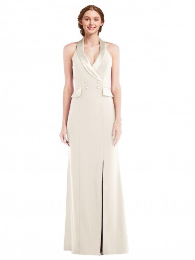 Purchase Halter Tuxedo Maxi Prom Dress with Front Slit UK