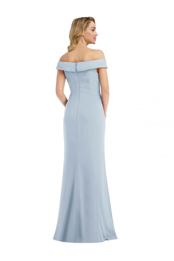 Purchase Off the Shoulder Tuxedo Maxi Prom Dress with Front Slit UK