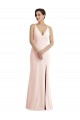 Purchase Skinny Strap Deep V-Neck Trumpet Crepe Prom Dress with Front Slit UK