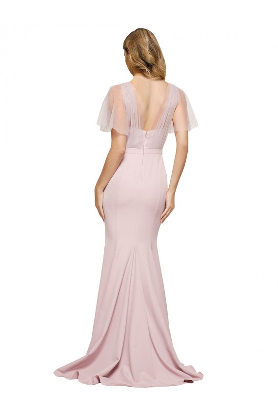 Purchase Crepe Long Sweetheart Neckline Prom Dress with Tulle Overlay Shoulders UK