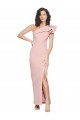 Purchase Full Length One Shoulder Crepe Prom Dress with Side Leg Split UK