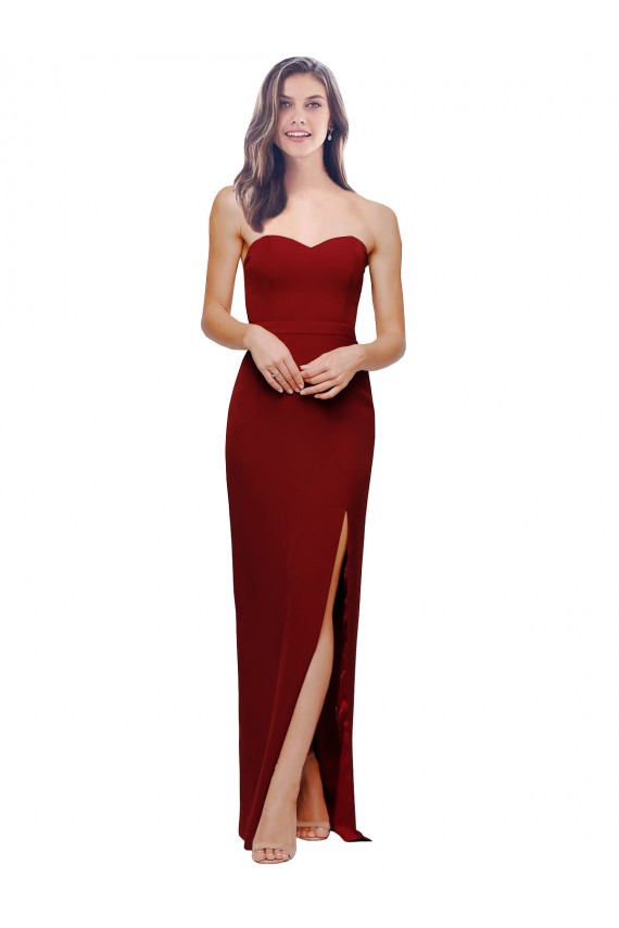 Purchase Straight Pencil Skirt Long Sweetheart Crepe Prom Dress with High Side Split UK