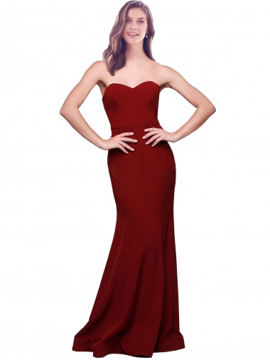 Purchase Long Full Length Sweetheart Slim Crepe Prom Dress with Strapless Bodice UK