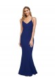 Purchase Full Length V-Neckline Crepe Prom Dress with Thin Straps and Fulted Skirt UK