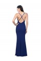 Purchase Full Length V-Neckline Crepe Prom Dress with Thin Straps and Fulted Skirt UK