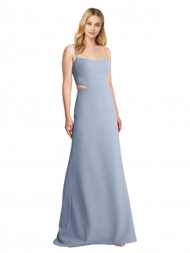 Purchase Feminine Scoop Neckline Long Crepe Slip Prom Dress  UK