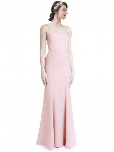 Purchase Square Neck Criss Cross Open Back Slim Crepe Prom Dress with Spaghetti Straps UK