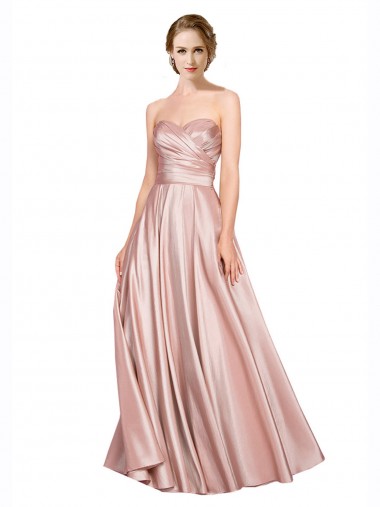 Purchase Long Plated Strapless Sweetheat Stretch Satin Prom Dress UK