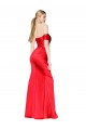 Purchase High Neck Off the Shoulder Stretch Satin Prom Dress with High Slit UK