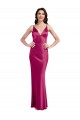 Purchase V-Neck Spaghetti Straps Slim Stretch Satin Prom Dress with Low Scoop Back UK