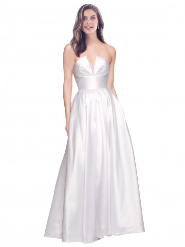 Purchase Full Length Strapless V-Cutout Stretch Satin Prom Dress UK