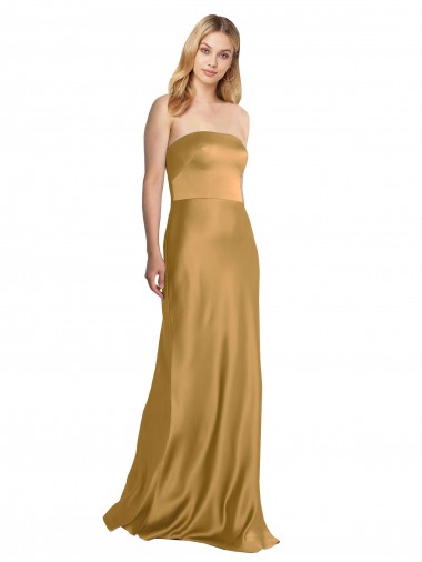 Purchase Sleek Strapless Long A-Line Stretch Satin Prom Dress UK