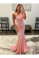 Purchase Open Back One Shoulder Sleeveless Long Sweep Train Velvet Sequin Prom Dress UK