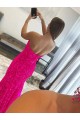 Purchase Strapless Sleeveless Long Sweep Train Velvet Sequin Prom Dress with Side Slit UK