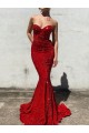 Purchase Mermaid Sweetheart Sleeveless Long Court Train Velvet Sequin Prom Dress UK