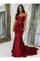 Purchase Sweetheart Sleeveless Long Court Train Velvet Sequin Prom Dress UK