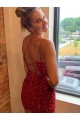 Purchase V-Neck Sleeveless Short Velvet Sequins Prom Dress UK