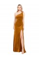 Purchase Sleek One Shoulder Long Velvet Prom Dress UK