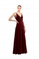 Purchase Faux Wrap V-Neck Sleek Long Velvet Prom Dress UK