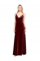 Purchase Faux Surplice Neckline Slim A-Line Long Velvet Prom Dress UK