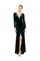 Purchase Plunging V-Neckline Long Sleeves Open Back Velvet Prom Dress UK